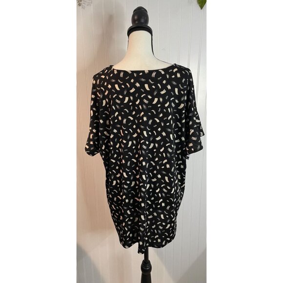 Jules & Leopold Womens 3X Black & White Abstract Print Flutter Sleeve Blouse - Picture 6 of 12